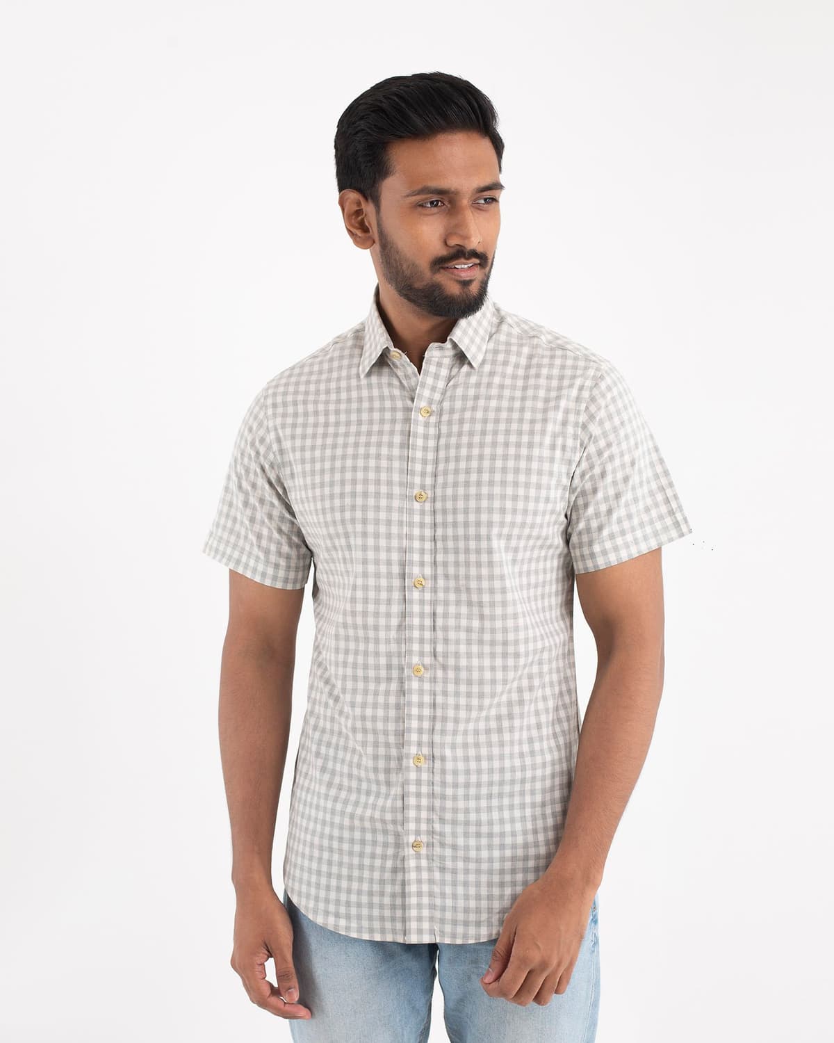 White Gray Check Shirt - Image 1